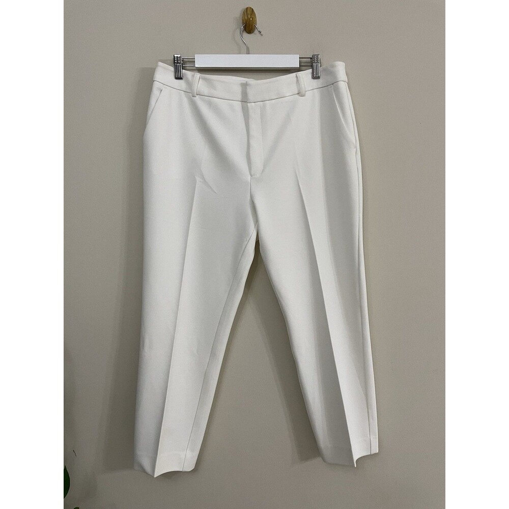 Rachel Roy tailored trouser Dress pants High Rise Straight Leg Pockets Off-white